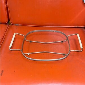 Vintage Metal Tray with Cream Handles